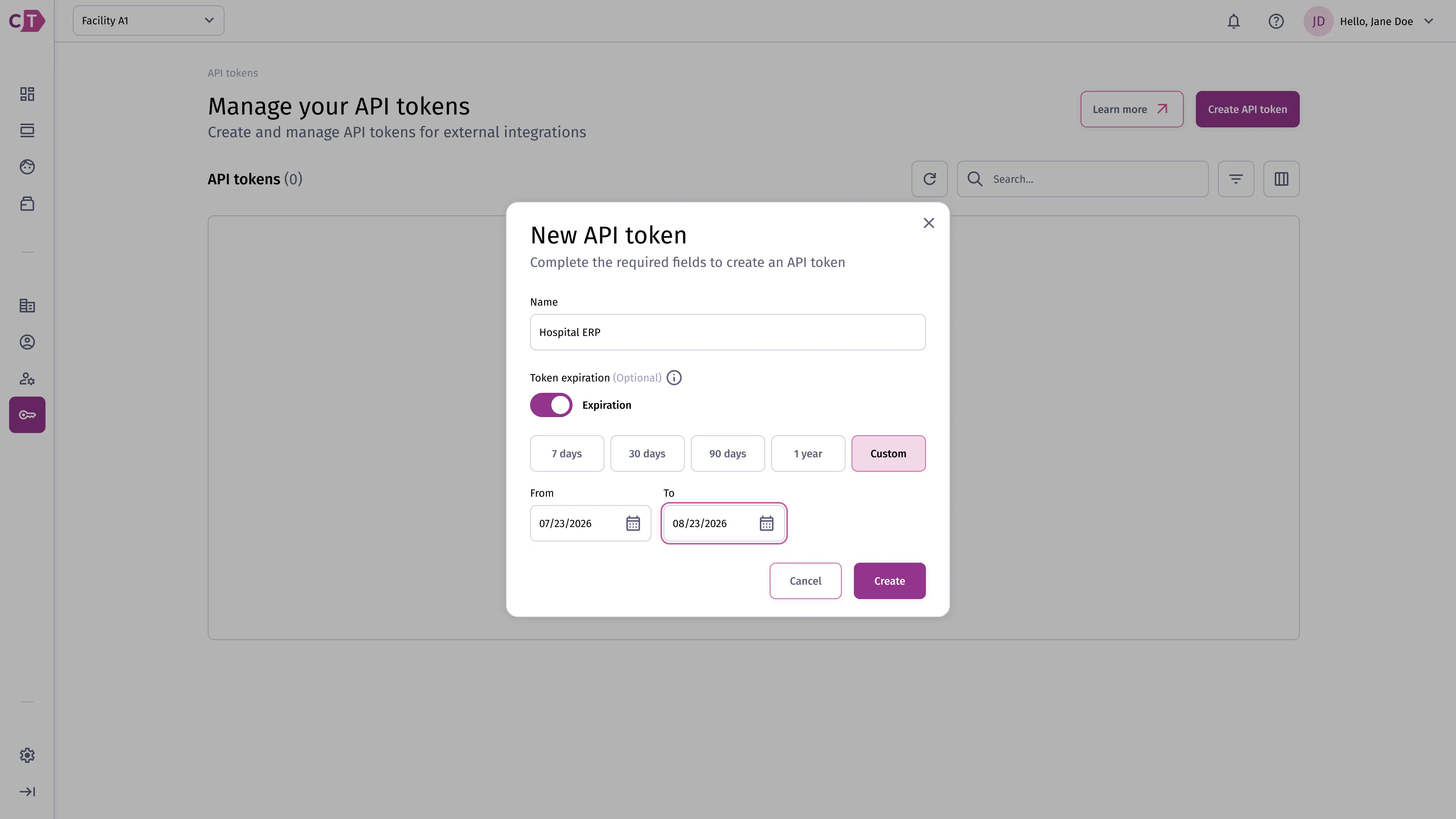 Create API token