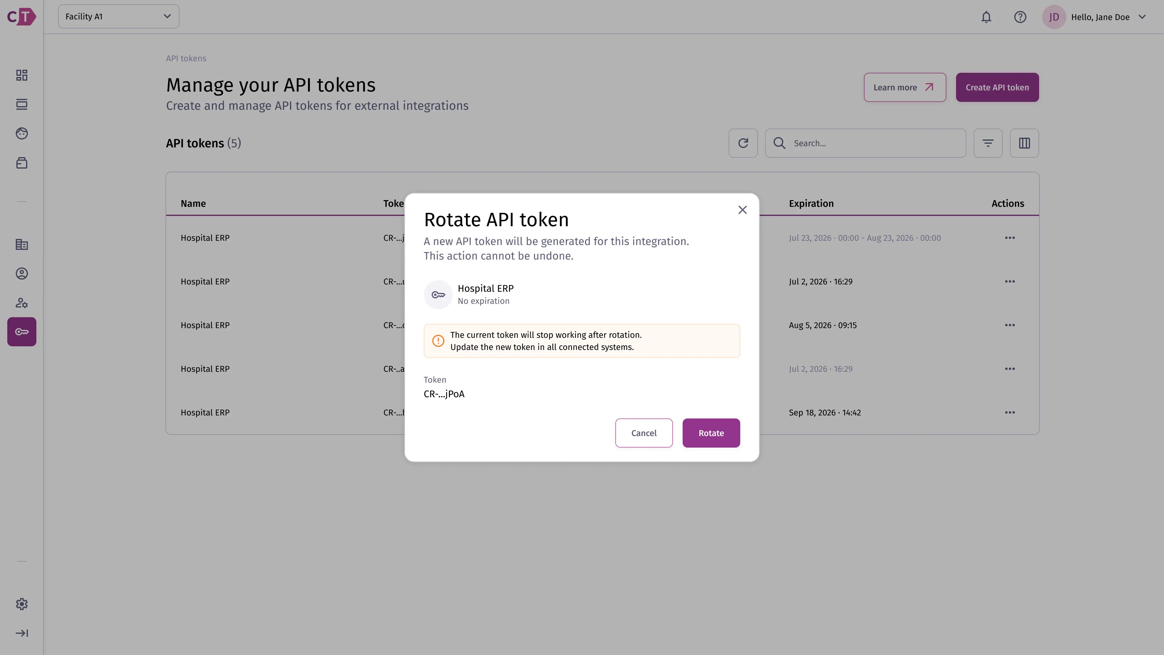 Rotate API token