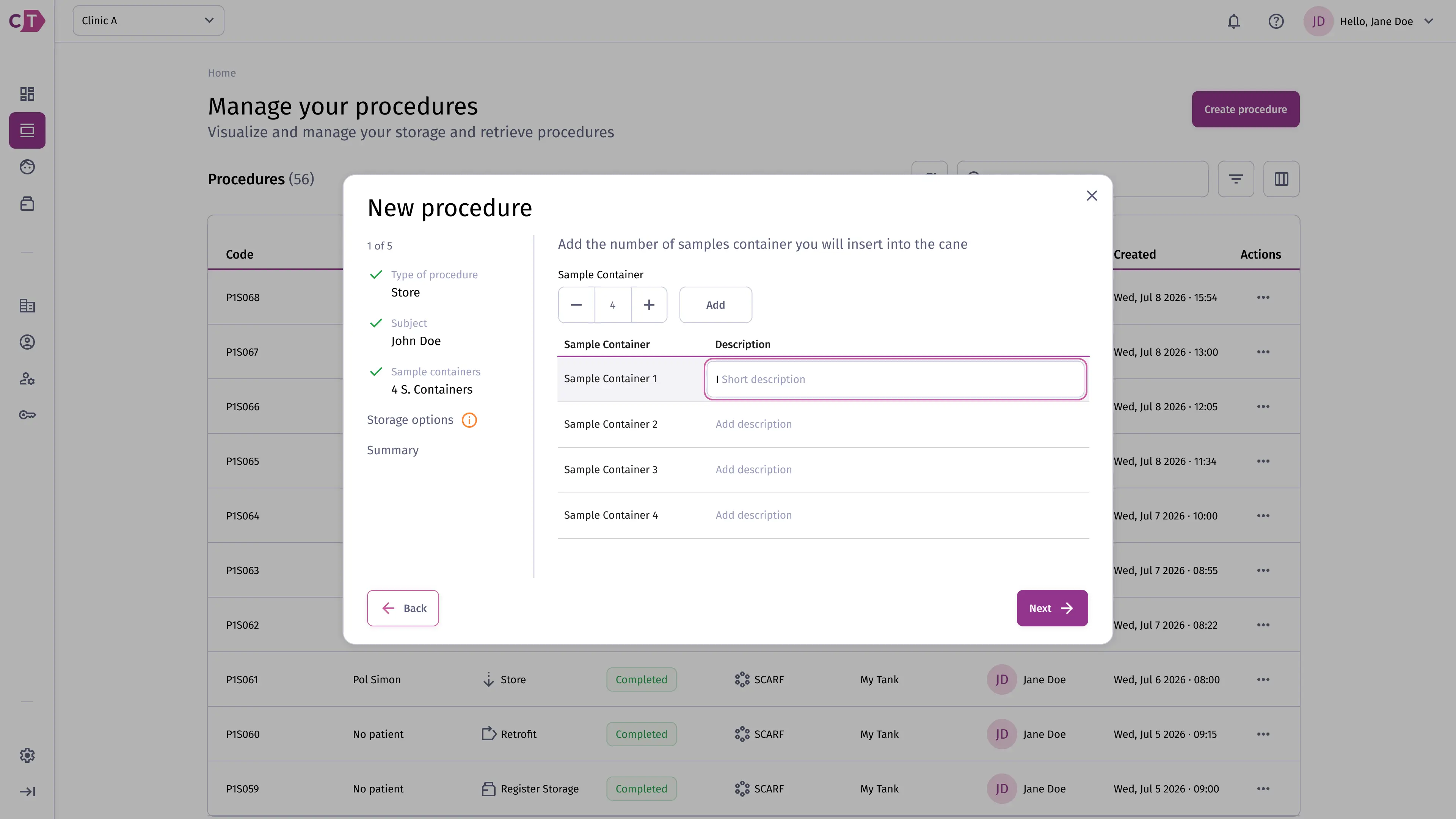 Add sample containers