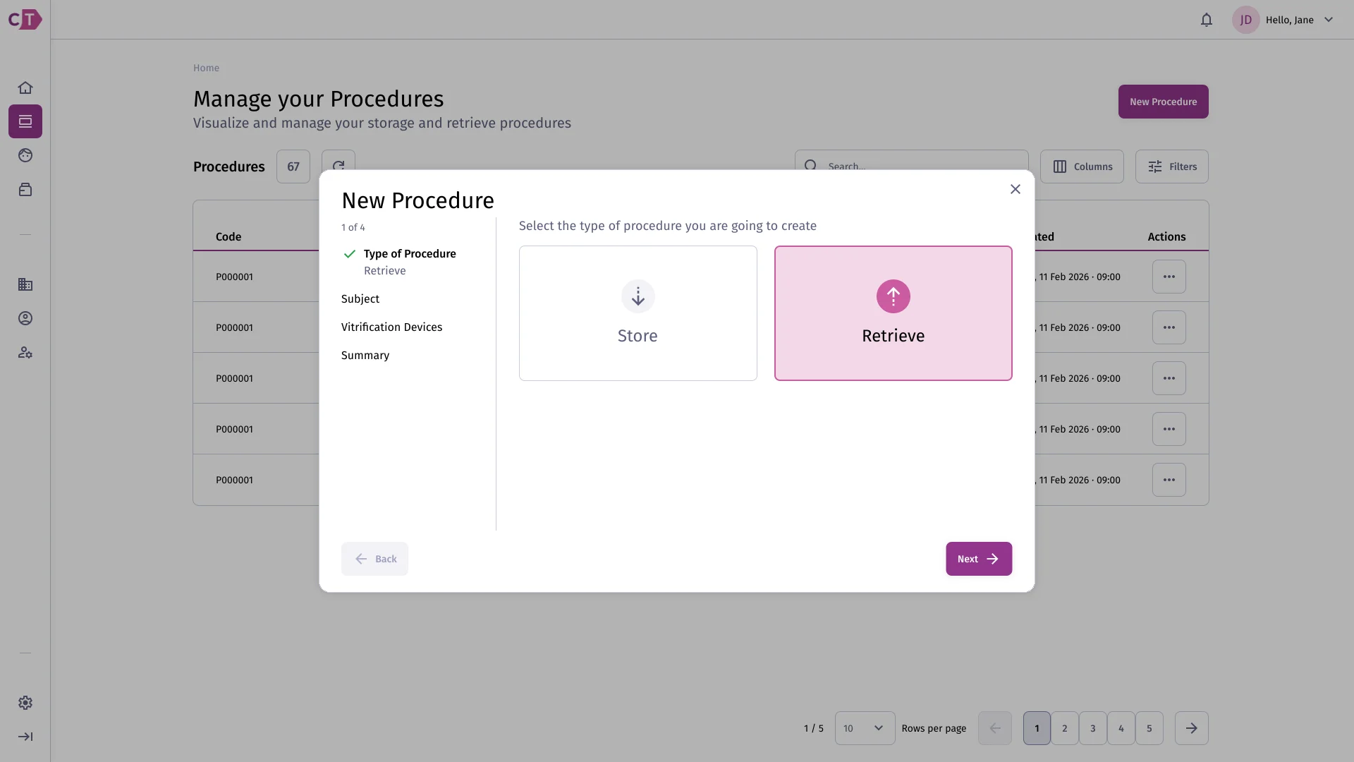 Procedures list