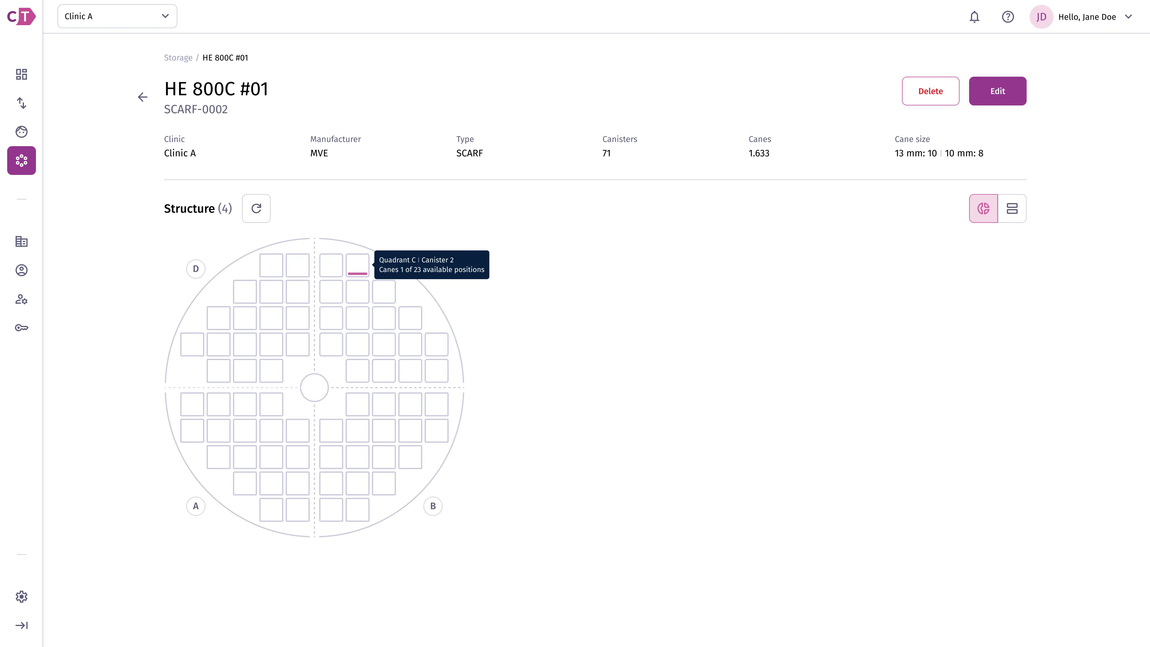 Storage solution details - graph view (grid layout)
