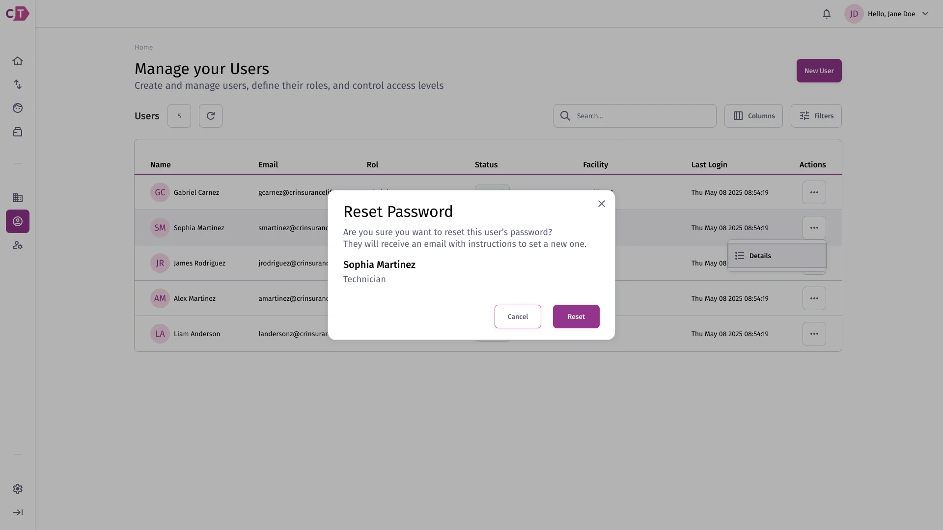 Reset password