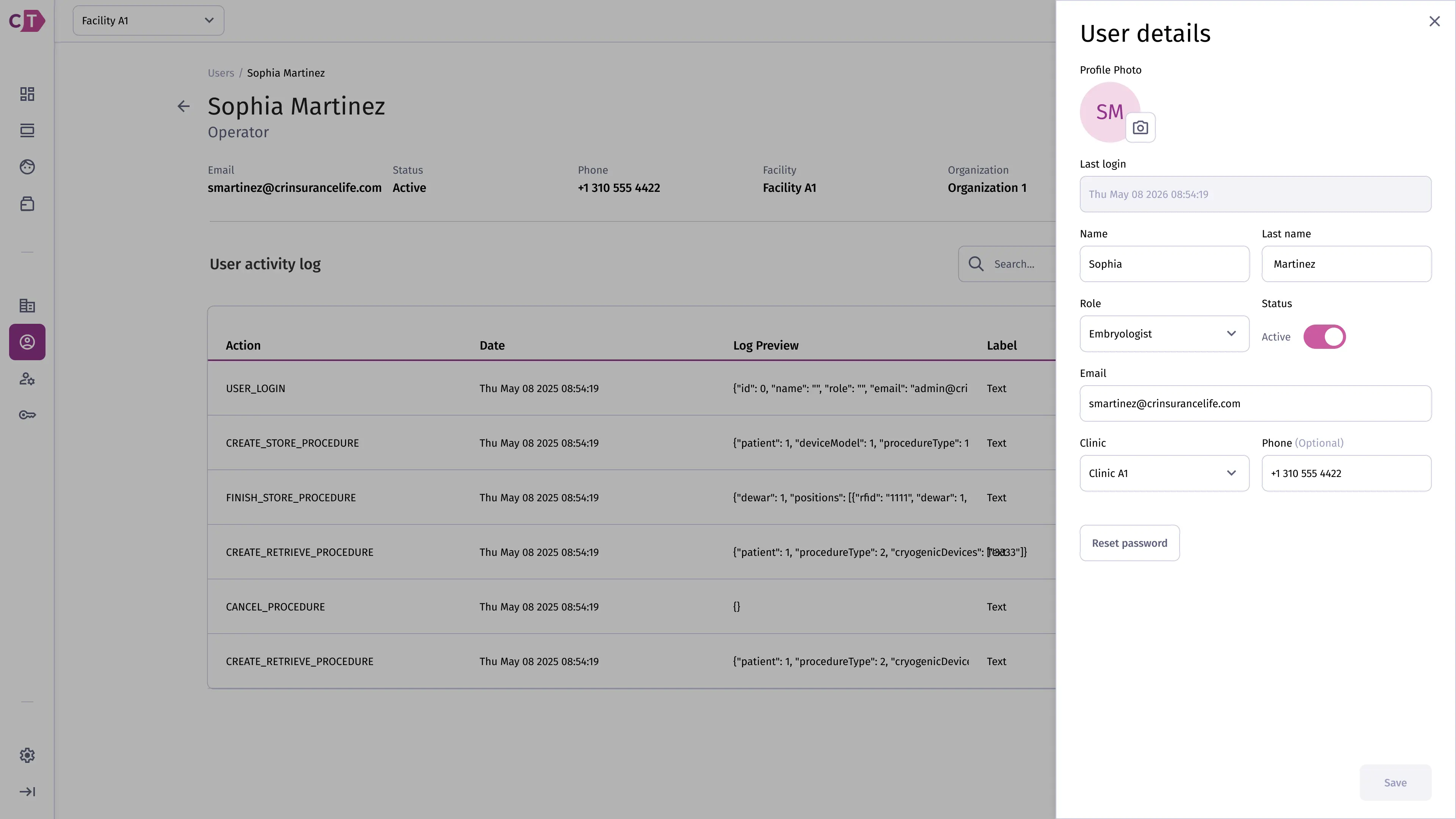 Activity log details