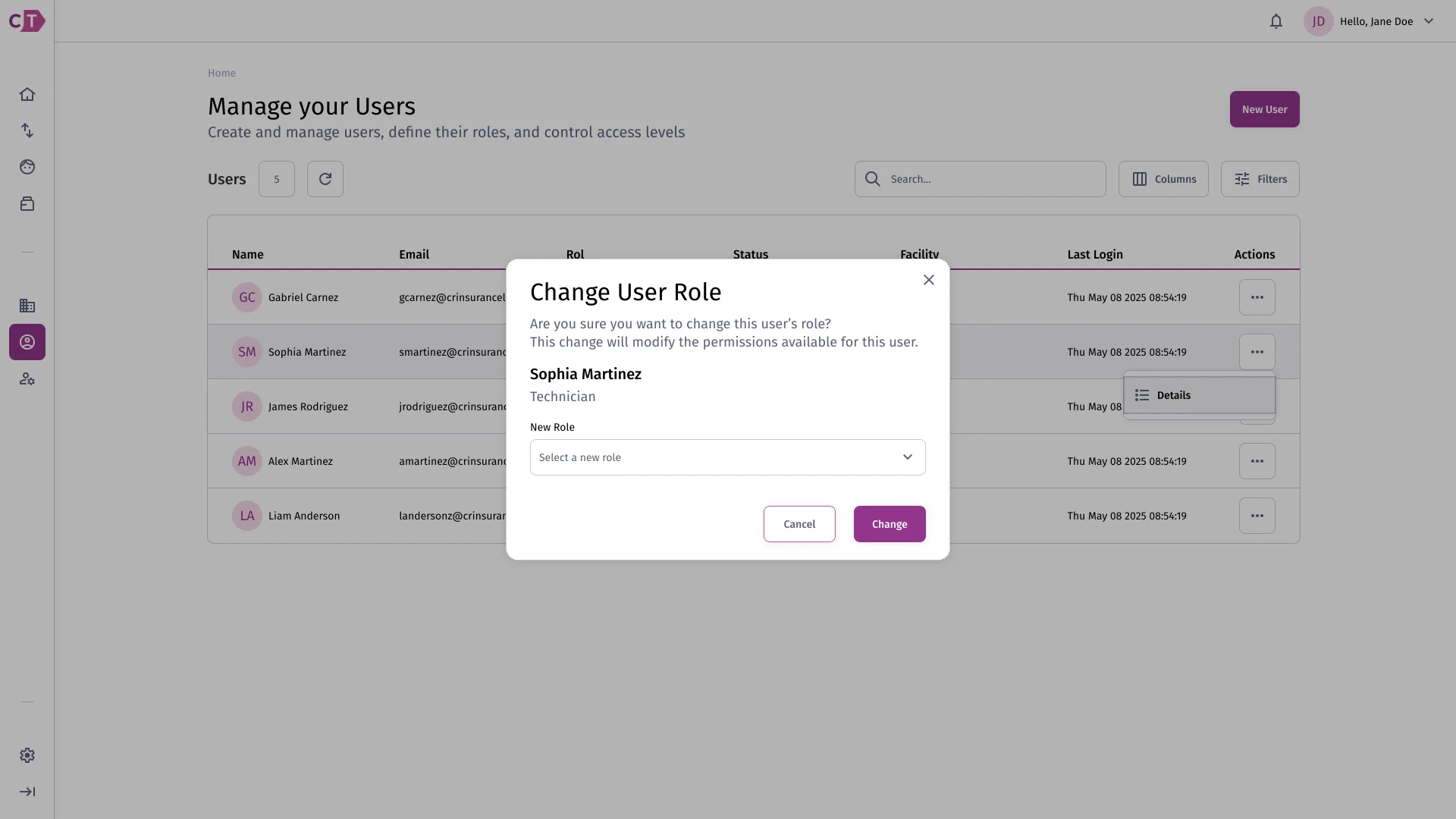 Change role